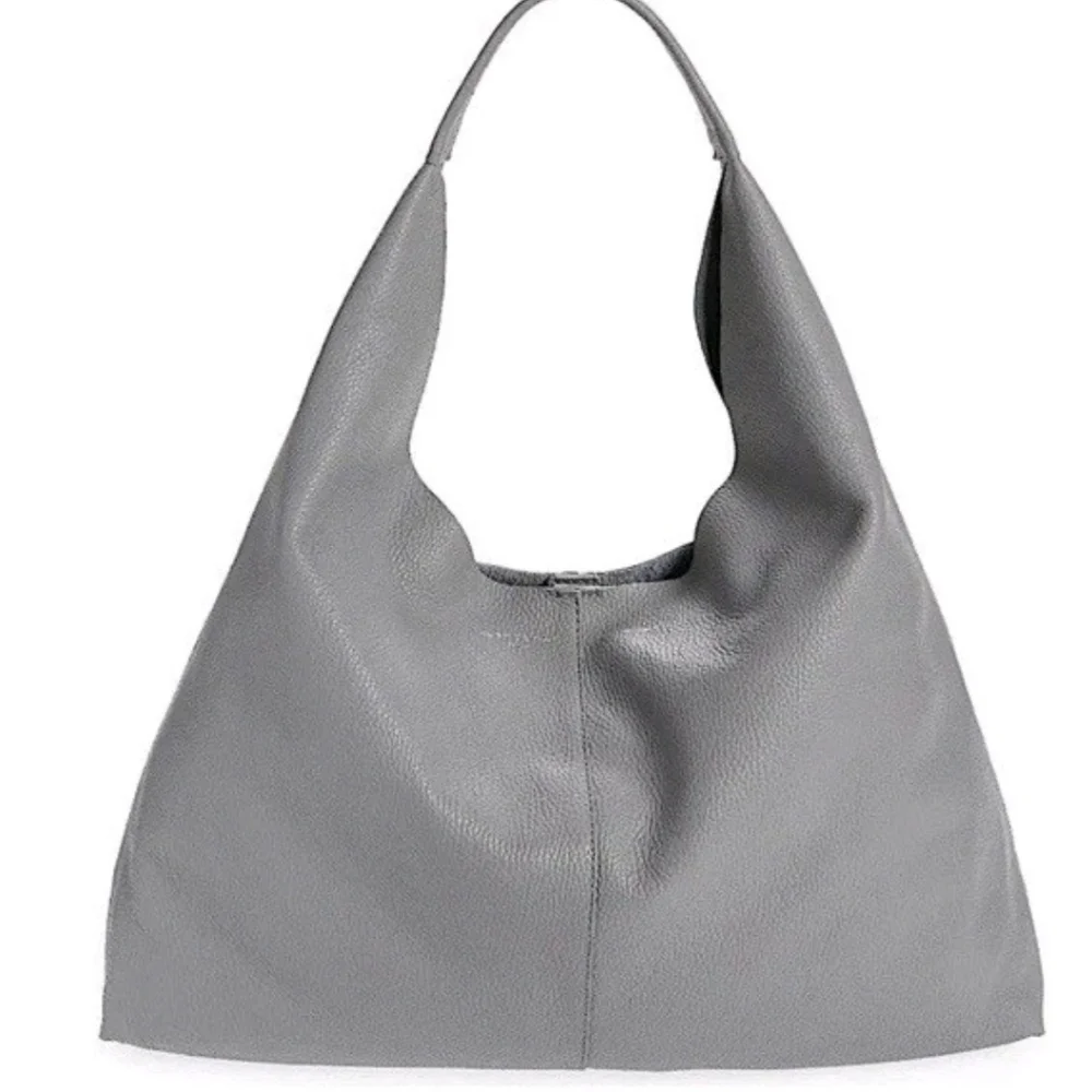 NWT Kurt Geiger Violet Light Gray Pebbled Soft Oversized Leather Tote